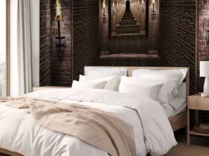 Online Lange middeleeuwse kasteel gang fotobehang 3d