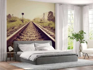 Sale Lange spoorweg fotobehang Transport