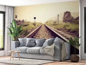 Sale Lange spoorweg fotobehang Transport