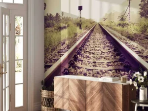 Sale Lange spoorweg fotobehang Transport