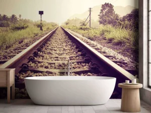 Sale Lange spoorweg fotobehang Transport