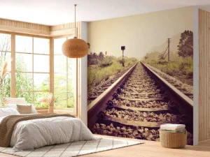 Sale Lange spoorweg fotobehang Transport