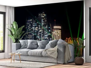 Clearance Lasershow in Dubai fotobehang Architectuur
