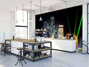 Clearance Lasershow in Dubai fotobehang Architectuur