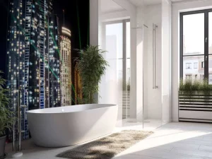 Clearance Lasershow in Dubai fotobehang Architectuur