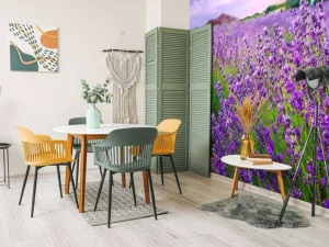Hot Lavendel met zonsondergang fotobehang Bloemen