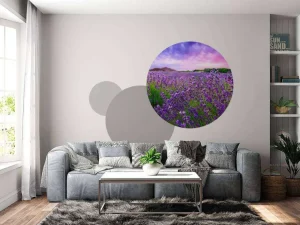 Hot Lavendel met zonsondergang fotobehang Bloemen