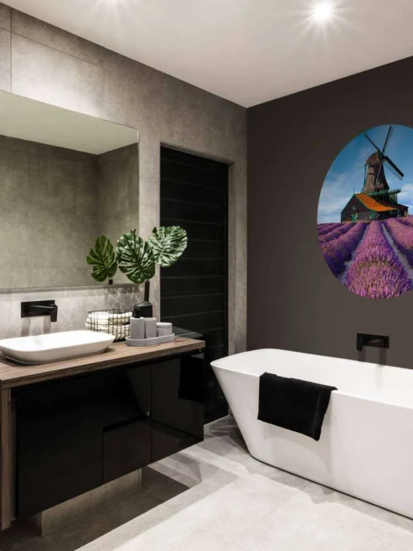 Outlet Lavendel veld met Windmolen op Achtergrond fotobehang Bloemen