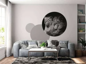 New Leeuw & Leeuwin Zwart-Wit fotobehang Dieren