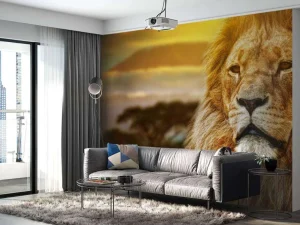 Sale Leeuw in een savanne landschap fotobehang Tienerkamer | Dieren