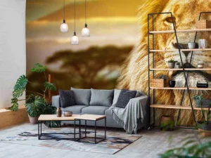 Sale Leeuw in een savanne landschap fotobehang Tienerkamer | Dieren