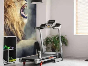 Online Leeuw in rook met een donkere achtergrond fotobehang Tienerkamer | Dieren
