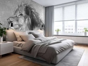 Best Leeuw tekening fotobehang Tienerkamer | Dieren
