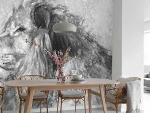 Best Leeuw tekening fotobehang Tienerkamer | Dieren