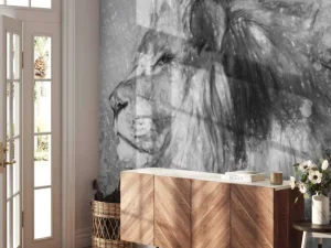 Best Leeuw tekening fotobehang Tienerkamer | Dieren
