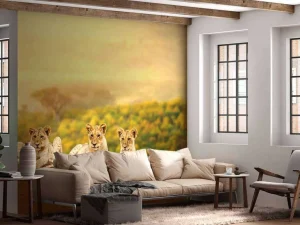 Outlet Leeuwenwelpen wachten op hun moeder fotobehang Tienerkamer | Hobbykamer