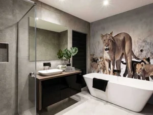 Hot Leeuwin met haar welpen fotobehang Dieren