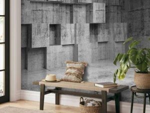 New Lege betonnen interieur met decoratie kubussen op de muur fotobehang 3d