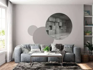 New Lege betonnen interieur met decoratie kubussen op de muur fotobehang 3d