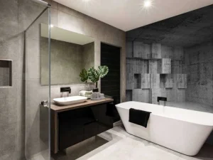 New Lege betonnen interieur met decoratie kubussen op de muur fotobehang 3d