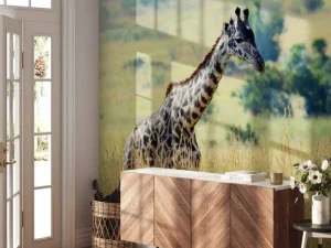 Online Lichte Giraffe in de natuur fotobehang Dieren