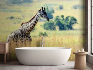 Online Lichte Giraffe in de natuur fotobehang Dieren