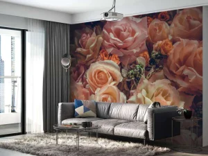 Outlet Liefdevol rozenboeket fotobehang Tienerkamer | Bloemen