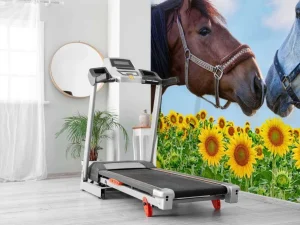 Discount Liefdevolle paarden in een zonnebloemveld fotobehang Kinderkamer