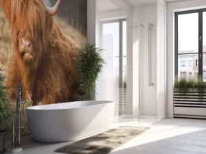 Outlet Liggende Hooglander in Wei fotobehang Dieren