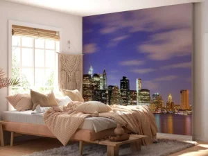 Fashion Lower Manhattan in de avond fotobehang Architectuur