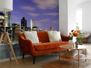 Fashion Lower Manhattan in de avond fotobehang Architectuur