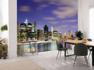 Fashion Lower Manhattan in de avond fotobehang Architectuur