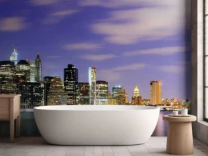 Fashion Lower Manhattan in de avond fotobehang Architectuur