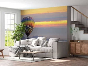 Clearance Luchtballon bij zonsondergang fotobehang Transport