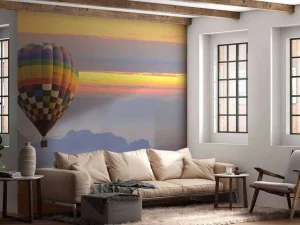 Clearance Luchtballon bij zonsondergang fotobehang Transport