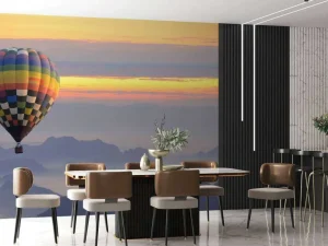 Clearance Luchtballon bij zonsondergang fotobehang Transport