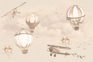 Hot Luchtballonnen in taupe Kinderkamer