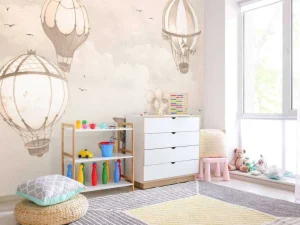 Hot Luchtballonnen in taupe Kinderkamer