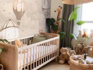 Hot Luchtballonnen in taupe Kinderkamer