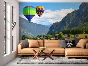 Best Luchtballonnen tussen de bergen fotobehang Transport