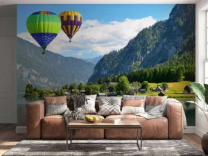 Best Luchtballonnen tussen de bergen fotobehang Transport