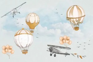 Outlet Luchtballonnen waterverf Kinderkamer