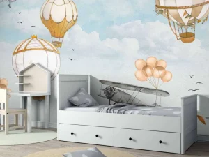 Outlet Luchtballonnen waterverf Kinderkamer
