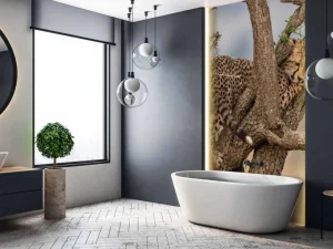 Best Luipaard krabt aan een boom fotobehang Dieren