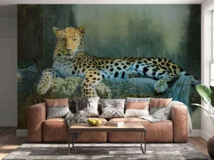 Sale Luipaard met een alerte houding fotobehang Dieren