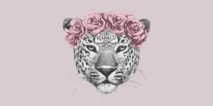Online Luipaard met roze bloemen Dieren