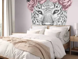 Online Luipaard met roze bloemen Dieren