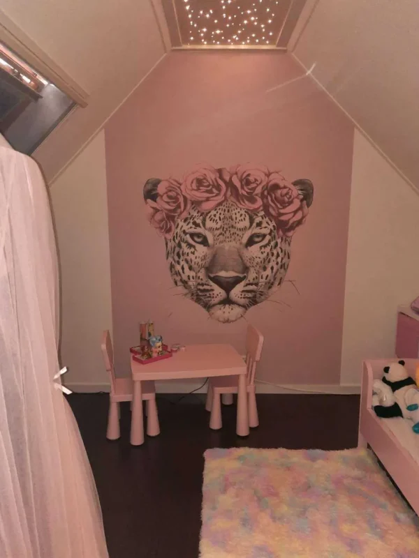 Online Luipaard met roze bloemen Dieren
