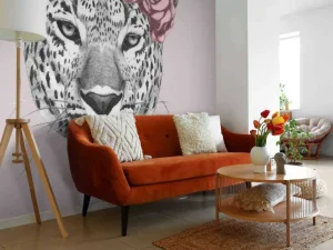 Online Luipaard met roze bloemen Dieren