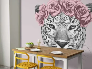 Online Luipaard met roze bloemen Dieren